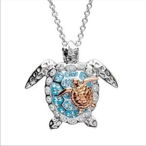 Save the Turtles boutique mixed media gemstone pendant necklace NWT